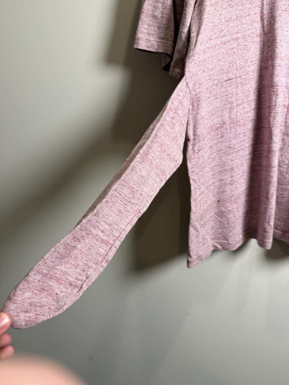 Womens Pink Heathered Short-Sleeve Top - Picture 3 of 5
